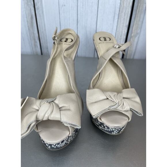 Kelsi Dagger Women Tan Leather Snake Platform Heels Wedge Size 8.5 - Picture 3 of 8